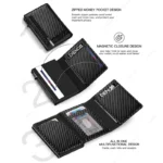 Rfid Men Wallet Credit Card Holder Money Bag Luxury Carbon Fiber Id Bank Cardholder Coin Purse Black Minimalist Wallet for Men - Image 3