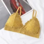 Lace Triangular Cup Suspender Bra Thin Cup Without Steel Ring Sexy Beautiful Back Breathable Bra Detachable Chest Pad - Image 2