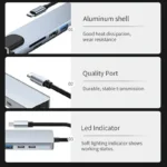 8 in1 USB C HUB 3.0 Type C Splitter 4K Docking Station Laptop Adapter PD SD TF For Macbook Air M1 iPad Pro RJ45 HDMI-Compatible - Image 6