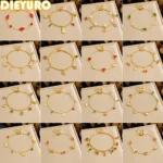 DIEYURO 316L Stainles Steel Color Crystal Water Droplet Flower Heart Butterfly Bracelet Lady New Fashion Wrist Chain Jewelry