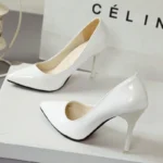 New Solid Color Pumps Women High Heel Shoes Female Fashion Patent Leather Sexy Pointed Toe Thin Heel Wedding Shoes Size 44 - Image 6
