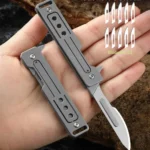 Titanium Alloy Scalpel Fast Open Folding Knife EDC Unpacking Pocket Knife Outdoor Camping Knife with 10pcs Replaceable Blades