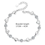 925 Sterling Silver Heart Shaped Necklace Bracelet Set for Women Vintage Korean Crystal Bracelets High Quality Set Party Jewelry - Image 6
