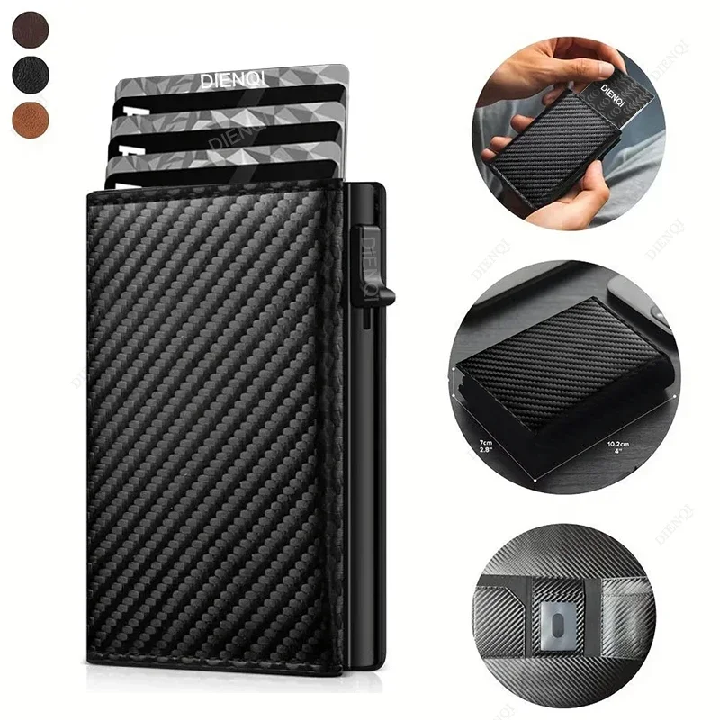 kf-Se9506f54fc754901bcdd3c8f71215debj Rfid Men Wallet Credit Card Holder Money Bag Luxury Carbon Fiber Id Bank Cardholder Coin Purse Black Minimalist Wallet for Men - Image 1