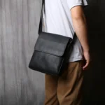 NZPJ Leather Men's Shoulder Bag Natural Cowhide Vertical Crossbody Bag Casual Large Capacity Flip Zipper Bag For 10 Inch iPad - Image 3