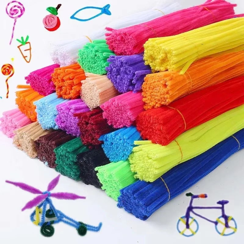 kf-See220e2262a6470ab2c4f17e23087fbfF 100/50Pcs Colorful Chenille Stems Pipe Cleaners Kids Educational Toys Handmade Plush Tinsel Twist Sticks For DIY Craft Supplies - Image 1