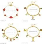 DIEYURO 316L Stainles Steel Color Crystal Water Droplet Flower Heart Butterfly Bracelet Lady New Fashion Wrist Chain Jewelry - Image 3