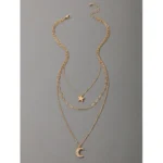 Vintage Multilevel Collar Necklace For Women Female Gold Plated Thin Chain Earth Star Rose Moon Heart Pendant Jewelry Gift - Image 4
