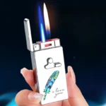 Creative Color Shell Inlaid Smart Voice-activated Lighter, High-end Electronic Ignition, Dual Flame, Inflatable Lighter