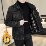 2022 Autumn Winter Striped Wool Blends Jacket Men Plush and Thicken Casual Business Short Trench Coat Social Streetwear Overcoat - Image 3