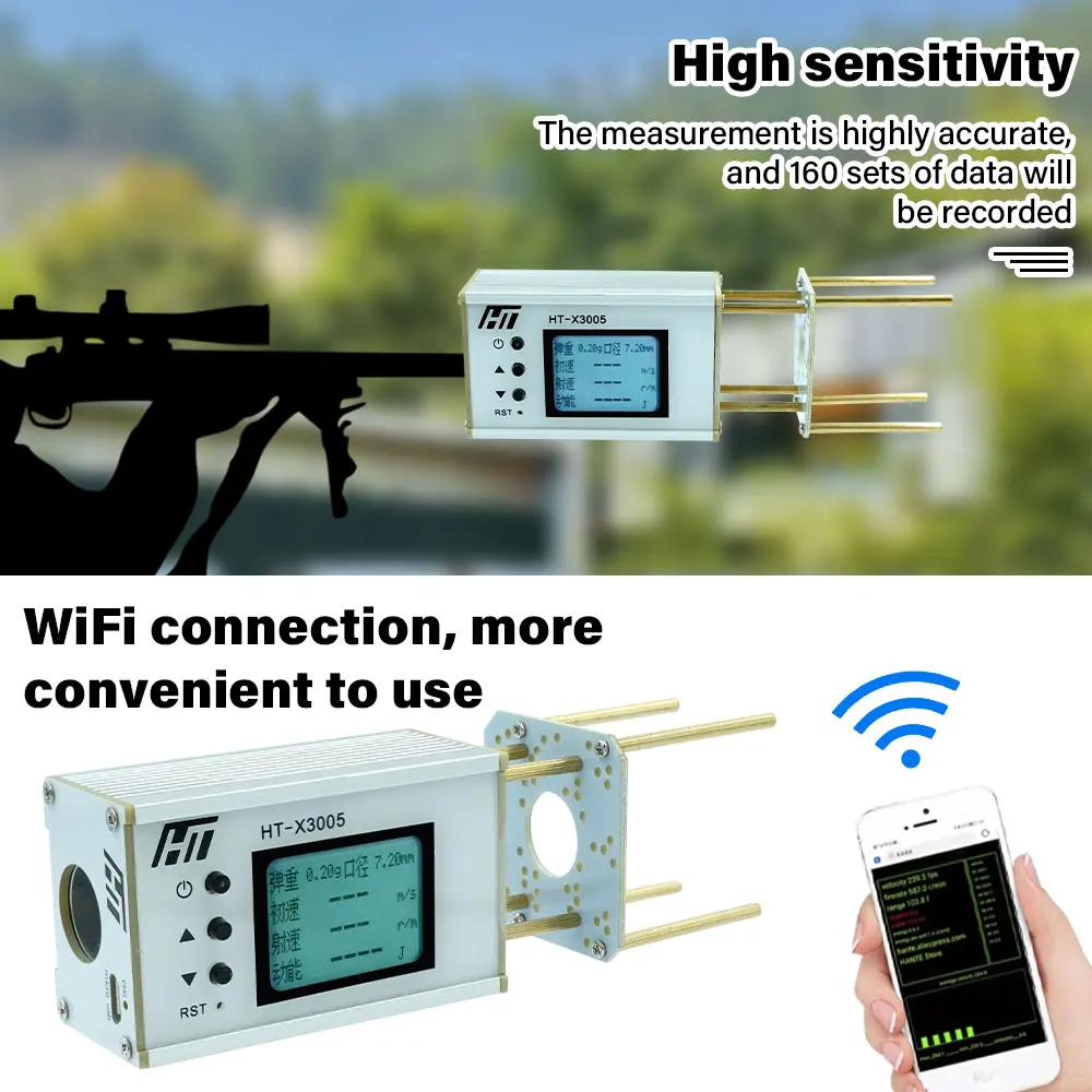 kf-Sf5e6fe040e5d4703a2472a2aaf424bb92 1-999m/s Speed Meter for Shooting Speed Meter Ball Velocity Energy Measurement Shooting Chronograph Bullet Speed Tester HT-X3006 - Image 1
