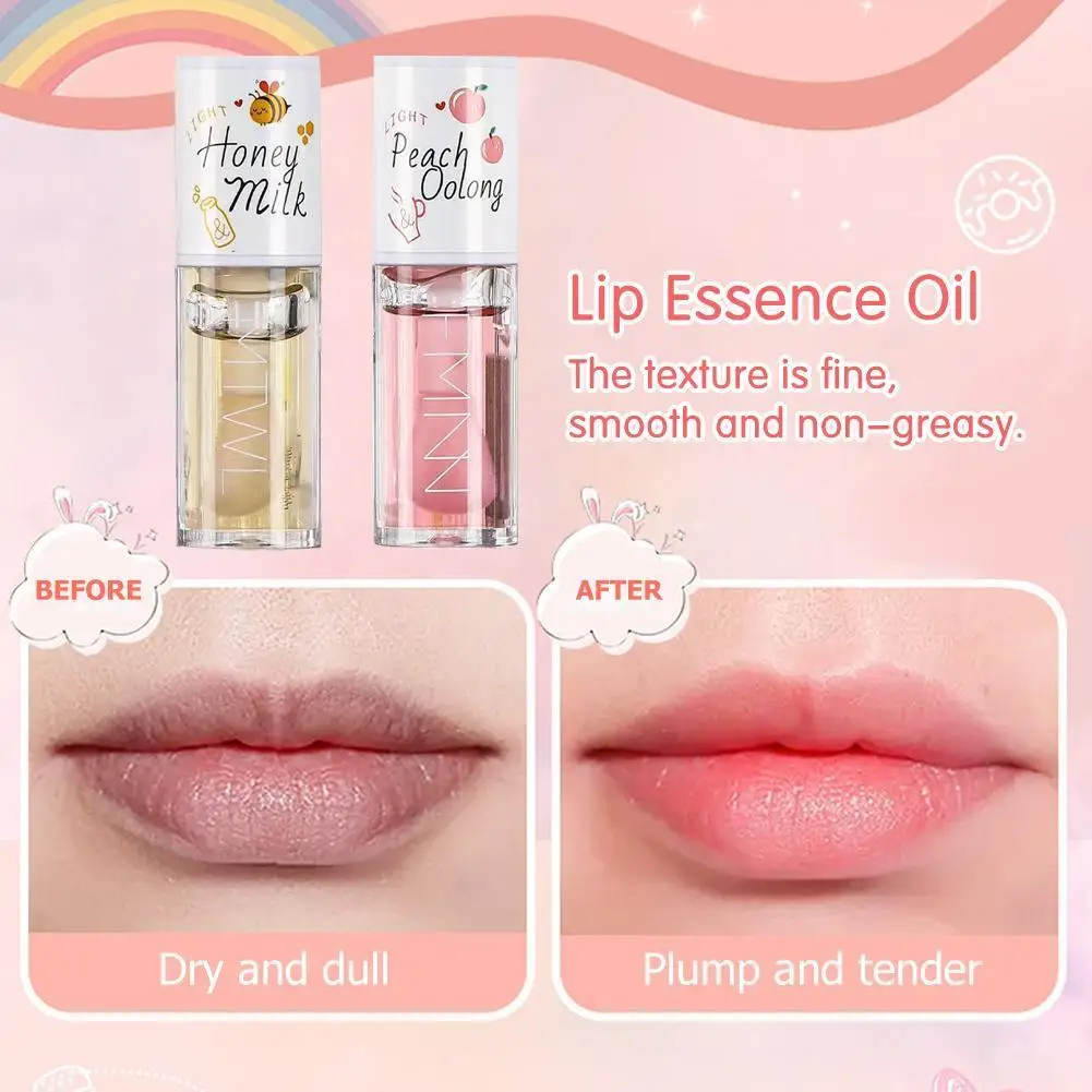 kf-Sfb4a4e1011384ef996621d07c3ed9553Z Peach Milk Honey Lip Oil Relieves Dry Moisturizing Lip Gloss Fades Lip Lines Water Light Lips Big Brush Head Cute - Image 1