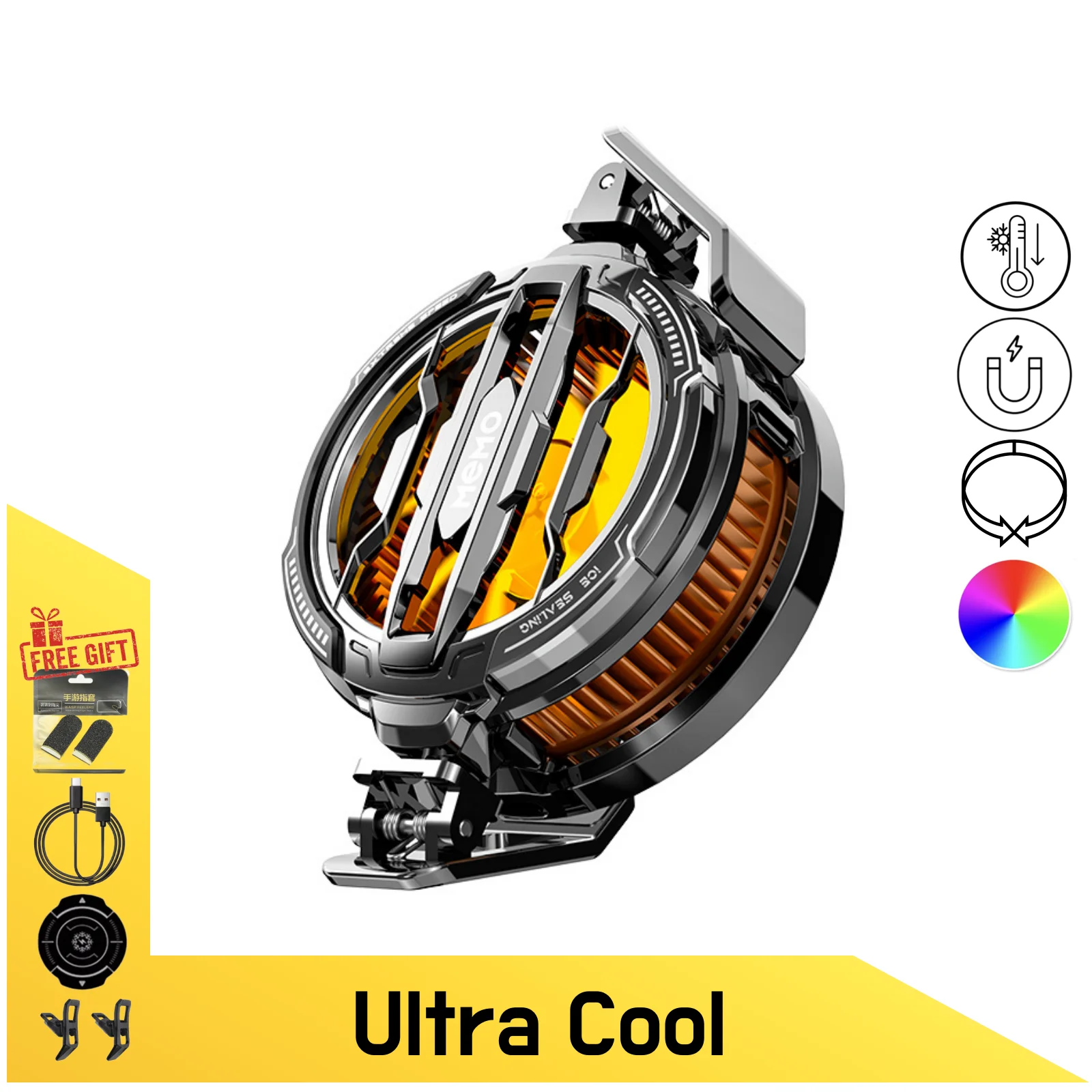 kf-Sfc592e49aa0c49348081a9640726efa5P MEMO CX07, Magnetic/Clip-on Semiconductor Cooling Fan, Ultra-Silent and Portable Design Phone Cooler, Ice-Generating - Image 1