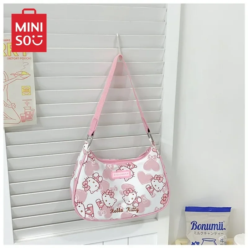 kf-Sfe99f362ca0c43b2987808c157465046A New Cute Hello Kitty Backpack Girl Underarm Handbag Single Shoulder Unique Cartoon Tote Bag Fashionable Versatile Printed Black - Image 1