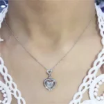 Huitan Luxury Heart Pendant Wedding Necklace for Women Silver Color/Gold Color Inlaid Shiny Cubic Zirconia Fashion Neck Jewelry - Image 6