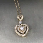 Huitan Luxury Heart Pendant Wedding Necklace for Women Silver Color/Gold Color Inlaid Shiny Cubic Zirconia Fashion Neck Jewelry - Image 4