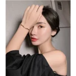 DIEYURO 316L Stainless Steel Temperament Bamboo Open Thin Bangle High Quality Handmade Anniversary Gift Pulseras Mujer 2022 New - Image 2