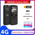 AGM M9 4G/2G Feature Phone 2.4"Screen Russian Or English Keyboard Dual SIM Large Button Big Battery Elderly Waterproof Cellphone
