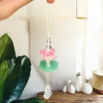 Pink Lotus Phone Charm; Simulated Summer Flower Keychain; Beaded Car Ornaments; Ideal for Women's Bag Decor