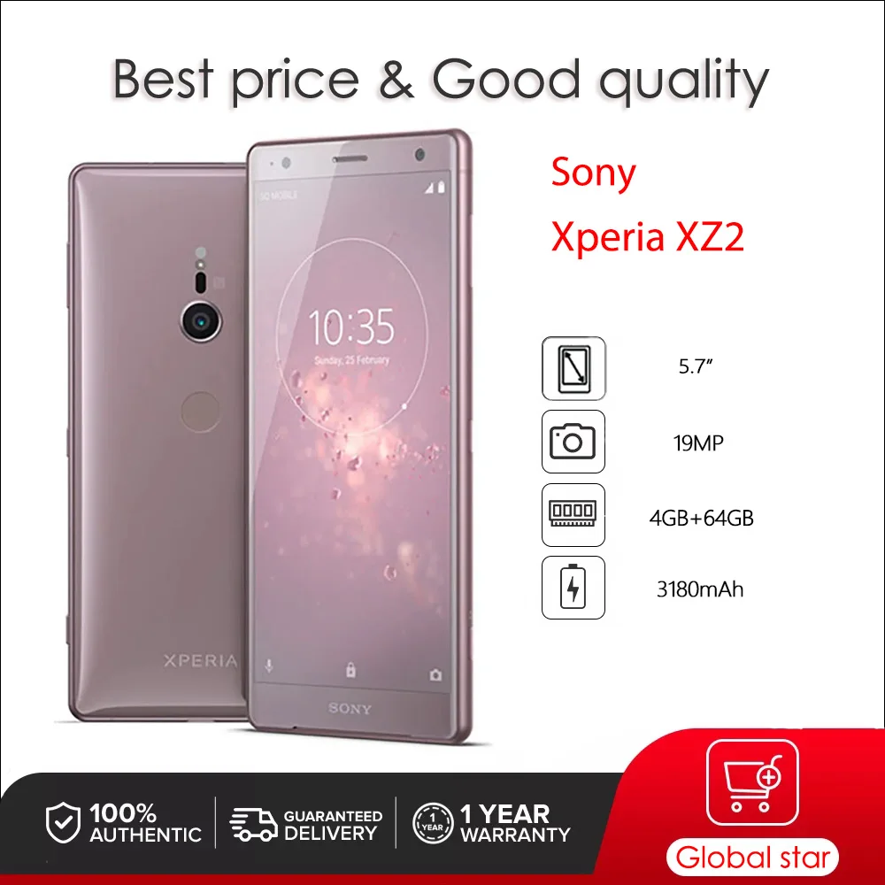 kf-S20f3446198c94f7cb3afacc2ee992da5U Sony Xperia XZ2 4G H8216 H8266 S0-03K Original Unlocked Octa-core 5.7" 64GB 4GB Snapdragon Cellphone 19MP Fingerprint Smartphone - Image 1