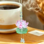 Pink Lotus Phone Charm; Simulated Summer Flower Keychain; Beaded Car Ornaments; Ideal for Women's Bag Decor - Image 6
