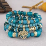 New Acrylic Beads Chain Bracelet Set For Women Tree Of Life Charm Elastic Bangle Female Bohemian Jewelry Accessories - Image 4