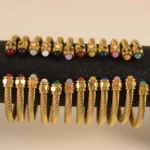 Multy Colors Stainless Steel Open Zircon Personalized 18k gold Bracelet