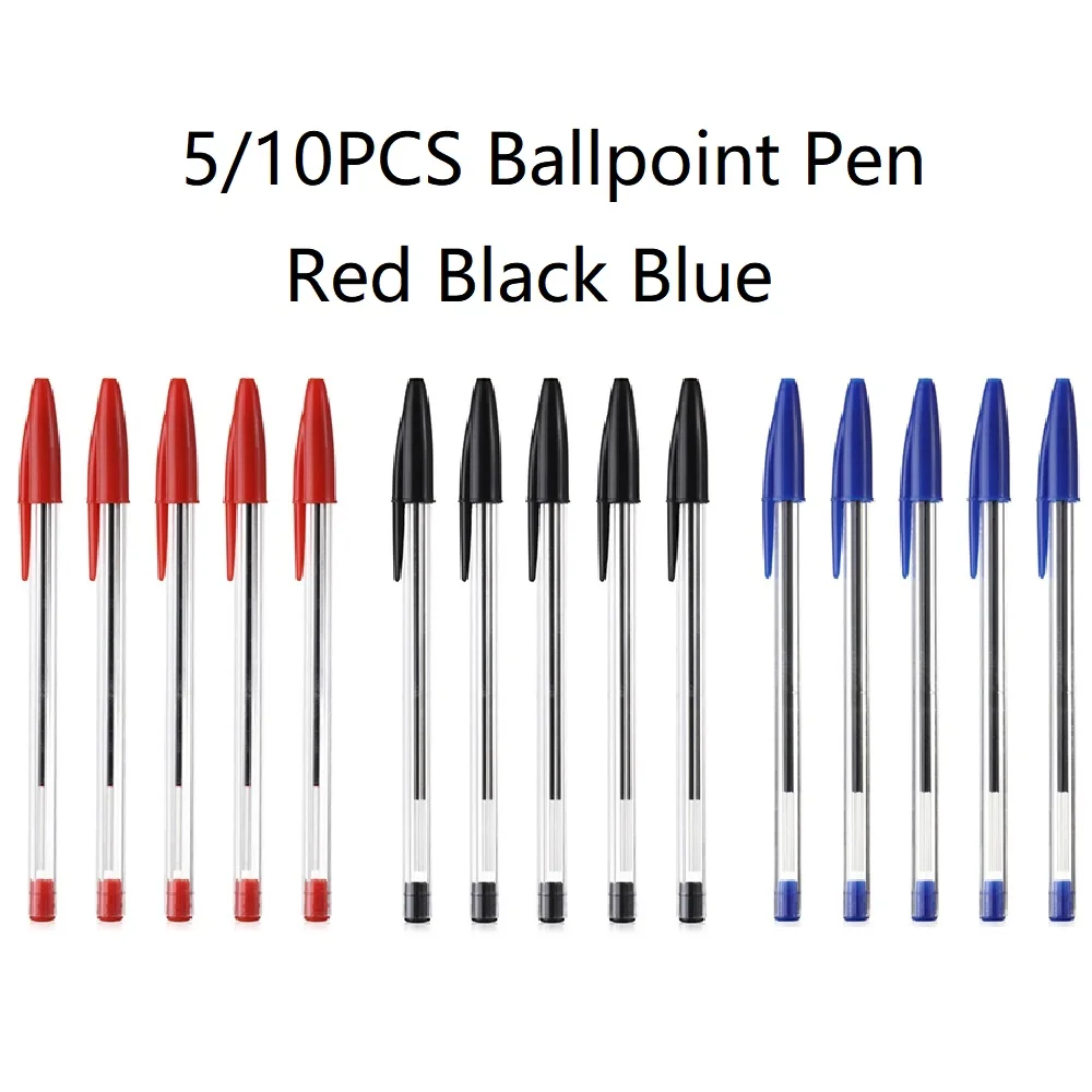 kf-S32bbf9bb0b0c433791bd988a99e121efe 5/10 Pcs Black Red Blue Ballpoint Pen 1.0mm Ballpoint Pen Student Signing Pen Writing Pen Stationery School Office Accessories - Image 1
