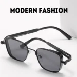 Men Driving Sunglasses Vintage Steampunk Square Sunglasses Metal Frame with Spring Hinges Women Eyepiece Trendy Driver Glasses - Image 4
