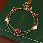 Double Layer Heart Love Chains Bracelets for Women Girl New Stainless Trendy Fritillary Bangles Birthday Gift Party Jewelry C1 - Image 3
