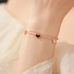 Double Layer Heart Love Chains Bracelets for Women Girl New Stainless Trendy Fritillary Bangles Birthday Gift Party Jewelry C1 - Image 2