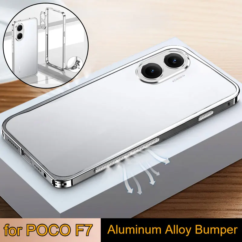 kf-S7197127940894960af457388dfee43c7U Cooling Metal Shockproof Bumper Case for POCO F7 Aluminum Alloy Frame Cover Shell for POCO F7 F 7 - Image 1