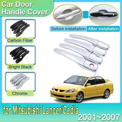 Car Outer Door Handle Covers for Mitsubishi Lancer GLX Cedia Soueast Lioncel II 2001-2007 Car Front Rear Right Left Replacement