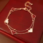 Double Layer Heart Love Chains Bracelets for Women Girl New Stainless Trendy Fritillary Bangles Birthday Gift Party Jewelry C1 - Image 5