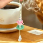 Pink Lotus Phone Charm; Simulated Summer Flower Keychain; Beaded Car Ornaments; Ideal for Women's Bag Decor - Image 3