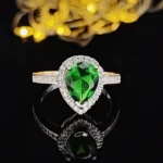 Silver Color Designer Pink Pear Cut Zircon The Engagement Rings for Women Wedding Anel Aneis Fashion Party R603-green - Image 4
