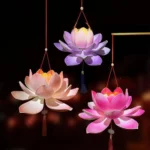 3D Middle Autumn Festival Lantern Lotus Flower Rabbit DIY Lantern Material Kit Paper Luminous Mid Autumn Lotus Lantern Children