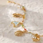 2025 New Fashion Gold Color Starfish Shell Chain Bracelet for Women Stainless Steel Metal Flower Pendant Bracelet Jewelry Gift - Image 4