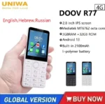 UNIWA DOOV R77 4G Mobile Phone Smart Touch Screen Whatsapp Android 13 Keypad Phones 2.8" 3GB +32GB 2100mAh Phone Hebrew Keyboard