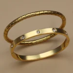 XCB-019 High Polished Stainless Steel Gold Color Waterproof Bracelet Light Luxury Luster Zircon Women's Bangle Fashion Jewellery