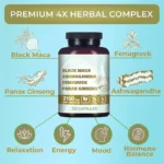 Original Black Maca Root, Ashwagandha, Panax Ginseng, Fenugreek Capsules, Male Enhancing Supplement Natural 4-in-1 Organic - Image 2