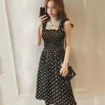 robe femme Summer Polka Dot Womens Dresses Elegant Square Neck Sleeveless Chiffon Long Dress Super Discount vestidos para mujer - Image 3