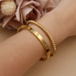 XCB-019 High Polished Stainless Steel Gold Color Waterproof Bracelet Light Luxury Luster Zircon Women's Bangle Fashion Jewellery - Image 6
