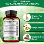 Korean Red Panax Ginseng + Ginkgo Biloba - Supports Heart Health and Muscle Function, Boosts Energy, and Athletic Performance - Image 3