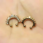Retro Trendy Simple Punk Metal Geometric Body Jewelry Fake Nose Ring Bear Nose Cuff Nose Stud - Image 5