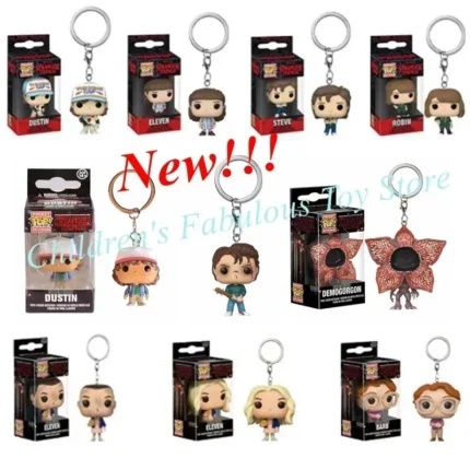 13 Styles FUNKO Pocket Stranger Keychain Eleven Dustin Barb Steve Demogorgon Action Figures Toys THINGS with Box