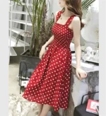 robe femme Summer Polka Dot Womens Dresses Elegant Square Neck Sleeveless Chiffon Long Dress Super Discount vestidos para mujer - Image 2