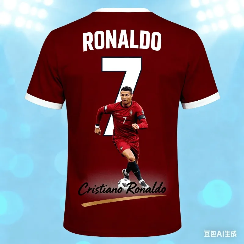 kf-Sea5856327635452db2dcf6e4c7e53c88Y 2026 Chatgpt Special Edition Ronaldo No.7 Football Jersey Breathable Quick Dry Sweat Wicking Sport Oversize Tshirt for Adult/Kid - Image 1