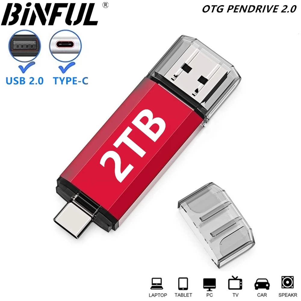 kf-Seb086144cfc14219947ae28ad26a8deaE BINFUL 2NI1 TYPE-C USB 2.0 Flash Drive 2TB 1TB 512GB High speed Pen drive with key chain Memory stick Creative Business gift U d - Image 1