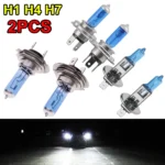 2Pcs Super LED Bulbs White 12V H1 H4 H7 Headlamps Kit 100W 6000K Car Auto Lamps Xenon Lamp Super Bright Halogen Car Headlight